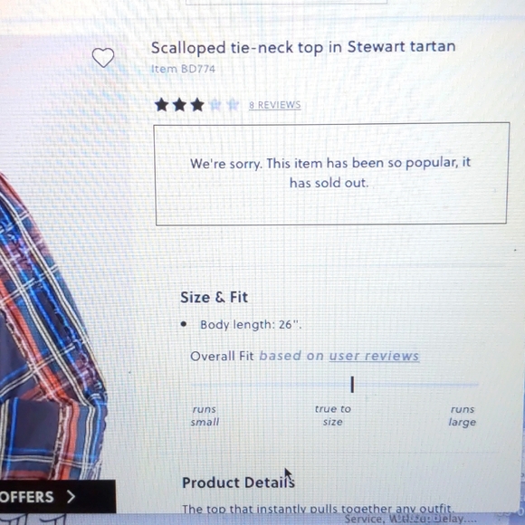 Scalloped tie-neck in Stewart Tartan - Picture 9 of 10